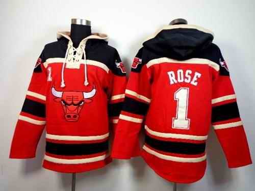 Bulls #1 Derrick Rose Red Sawyer Hooded Sweatshirt NBA Hoodie