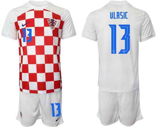 Men's Croatia #13 Vlasic White Home Soccer Jersey Suit