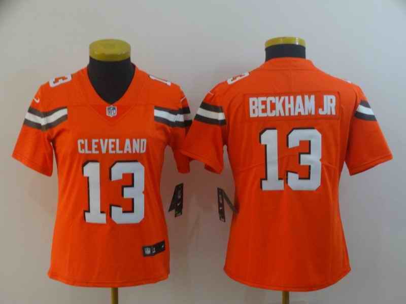 Women's Cleveland Browns #13 Odell Beckham Jr. Orange Vapor Untouchable Limited Stitched NFL Jersey(Run Small)