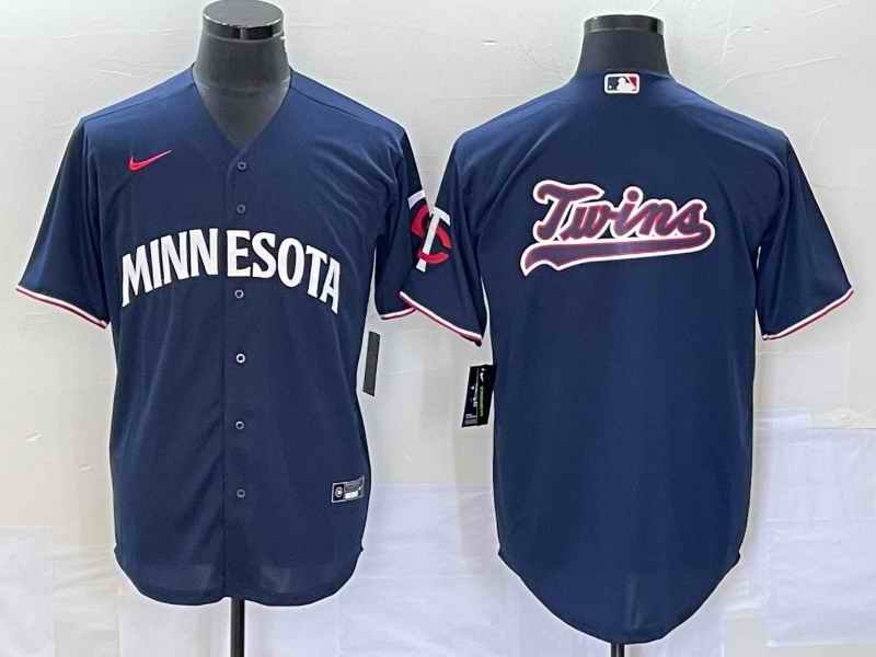 Men's Minnesota Twins With Name In Back Navy Cool Base Stitched Jersey