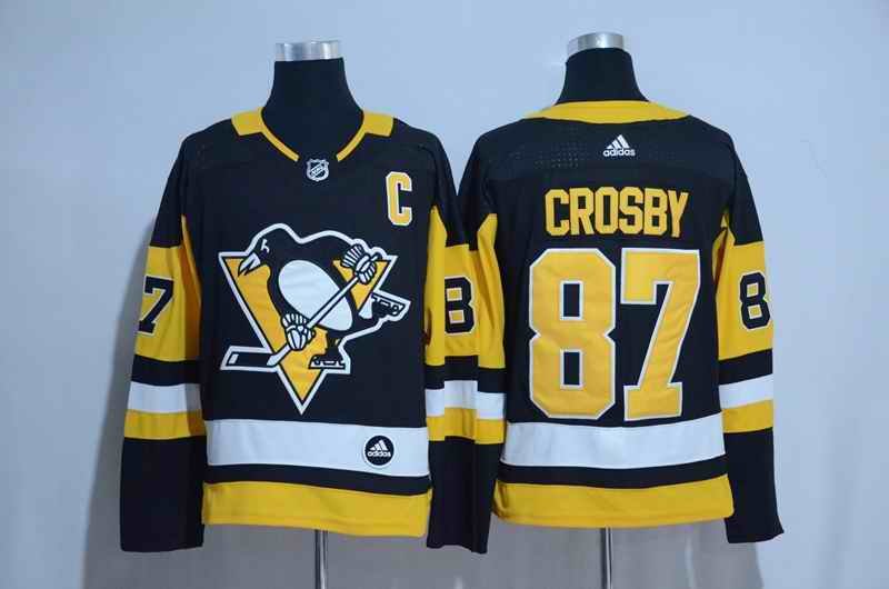 Men's Pittsburgh Penguins #87 Sidney Crosby Adidas Black Road Authentic Stitched NHL Jersey