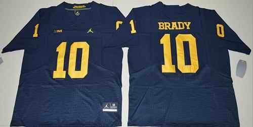 Wolverines #10 Tom Brady Navy Blue Jordan Brand Elite Stitched NCAA Jersey