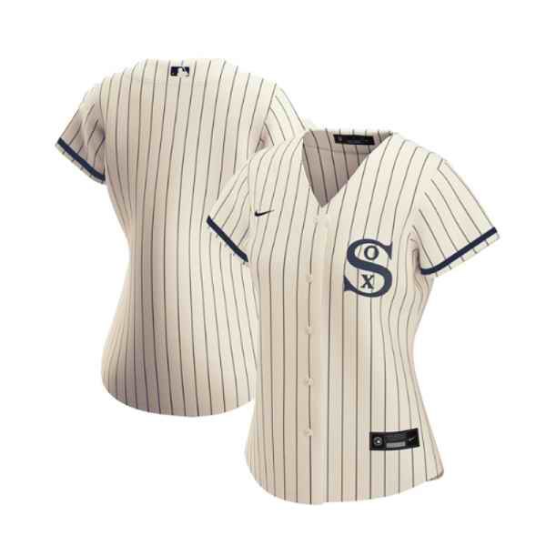 Women's Chicago White Sox Blank 2021 Cream/Navy Name&Number Field of Dreams Cool Base Stitched Jersey(Run Small)