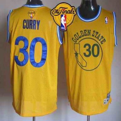 Warriors #30 Stephen Curry Gold New Throwback The Finals Patch Stitched NBA Jersey