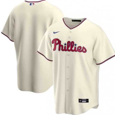 Men's Philadelphia Phillies Blank Cream Cool Base Stitched Jersey