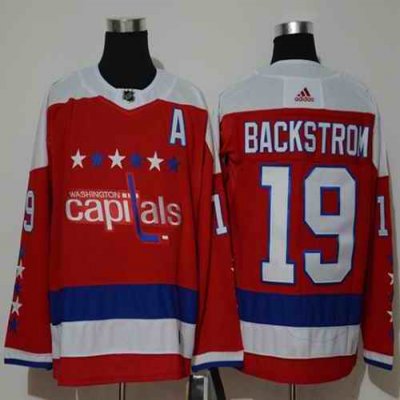 Men's Washington Capitals #19 Nicklas Backstrom Red Stitched NHL Jersey