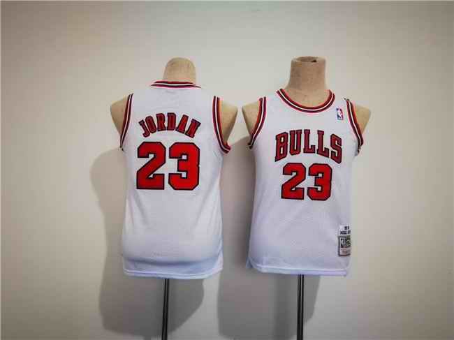 Youth Chicago Bulls #23 Michael Jordan White Stitched Basketball Jersey