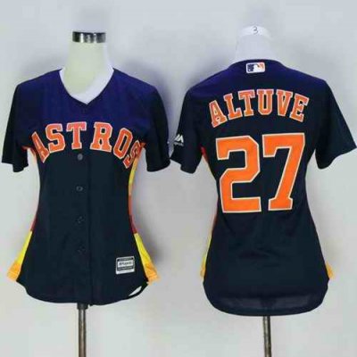 Astros #27 Jose Altuve Navy Blue Women's Alternate Stitched MLB Jersey