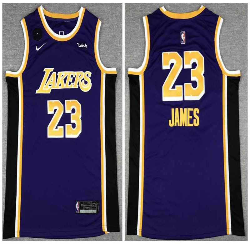 Men's Los Angeles Lakers #23 LeBron James Purple With KB Patch Stitched Jersey