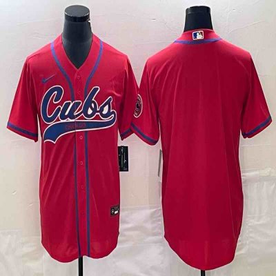 Men's Chicago Cubs Blank Red Cool Base Stitched Baseball Jersey