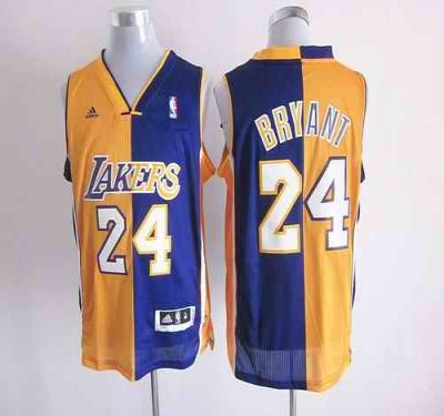 Lakers #24 Kobe Bryant Yellow/Purple Split Fashion Stitched NBA Jersey