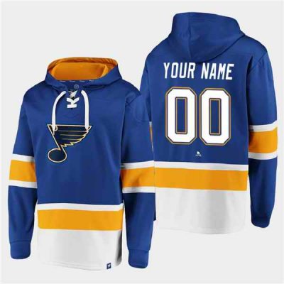 Men's St. Louis Blues Active Player Custom Blue Ageless Must-Have Lace-Up Pullover Hoodie