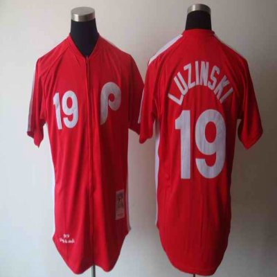 Mitchell And Ness Phillies #19 Greg Luzinski Red Stitched MLB Jersey