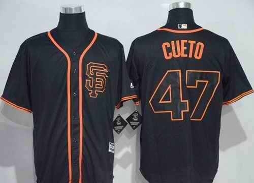 Giants #47 Johnny Cueto Black New Cool Base Alternate Stitched MLB Jersey