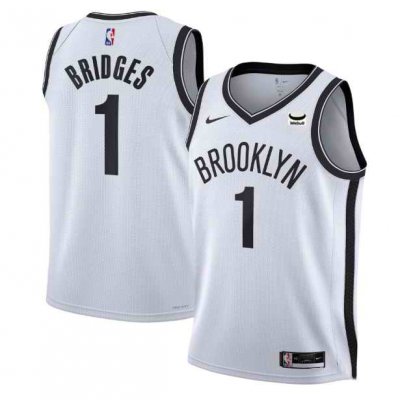 Men's Brooklyn Nets #1 Mikal Bridges White Stitched Basketball Jersey