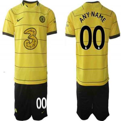 Men's Chelsea Custom 2021/22 Yellow Away Soccer Jersey Suit